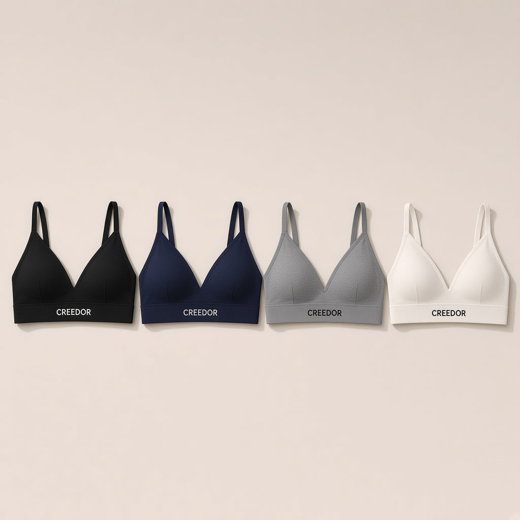CREEDOR bralette in black, navy, grey and off-white (concept render)